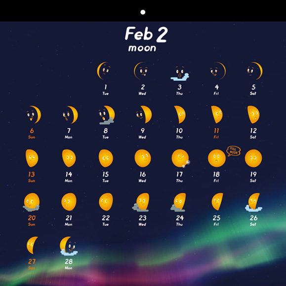 ムーンカレンダー2011 moon calendar / 2011-2月